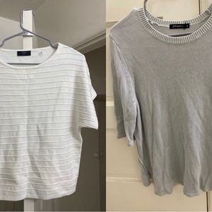 Sweater like knit T-shirt short sleeve bundle of 2